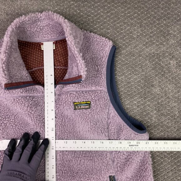 LL Bean Mountain Pile Fleece Vest Women's Large Lilac Full Zip Deep Pile 502430 - Picture 8 of 11
